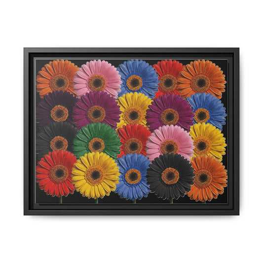 Framed Matte Canvas - Rainbow Gerbera Daisy Wall Art
