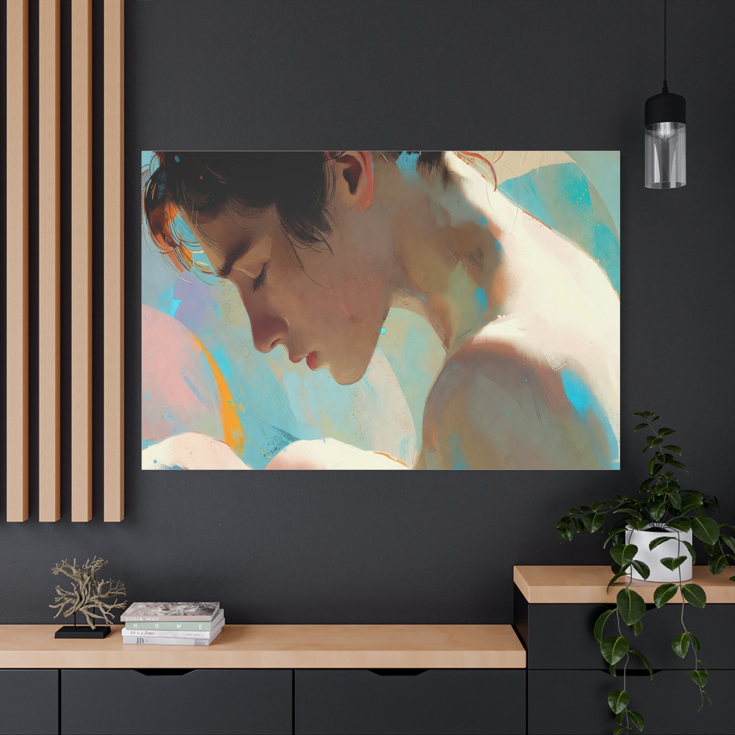 Dreamy Portrait Matte Canvas Print — Serene Female Profile Wall Art, Stretched 1.25"