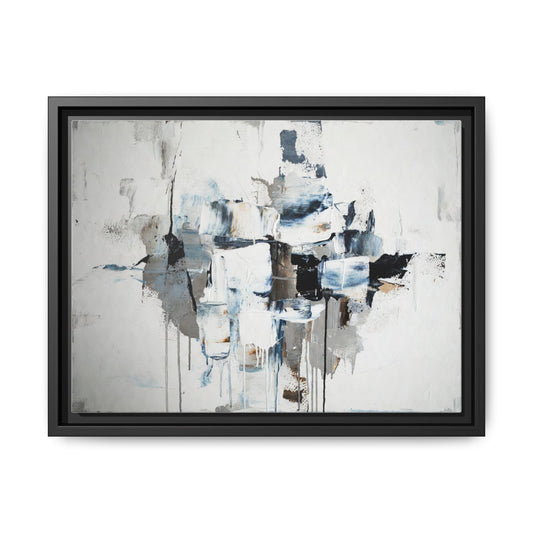 Framed Abstract Canvas Art — Blue Neutral Modern Wall Print