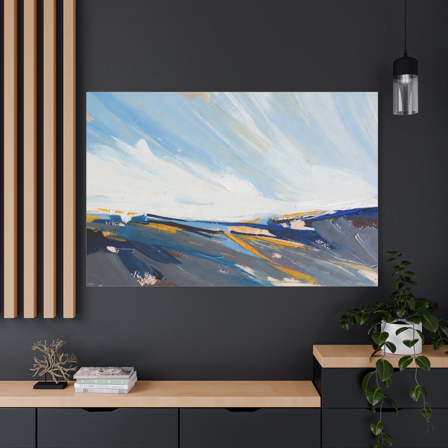 Abstract Coastal Landscape Canvas Print — Blue Sky Seascape Wall Art