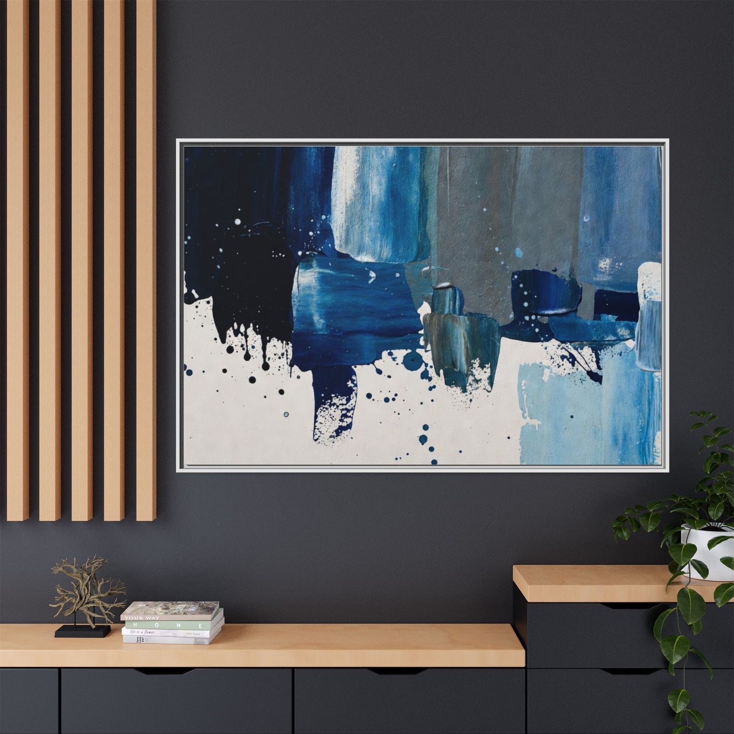 Abstract Blue Ocean Matte Canvas Framed Wall Art