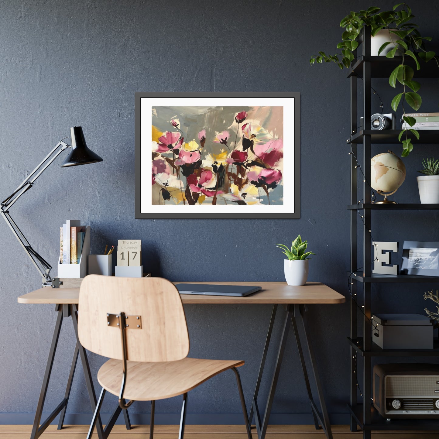 Framed Floral Art Print - Abstract Pink Poppies Poster
