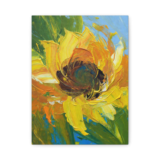 Sunflower Abstract Matte Canvas Wall Art — Bright Floral Painting on Stretched Canvas