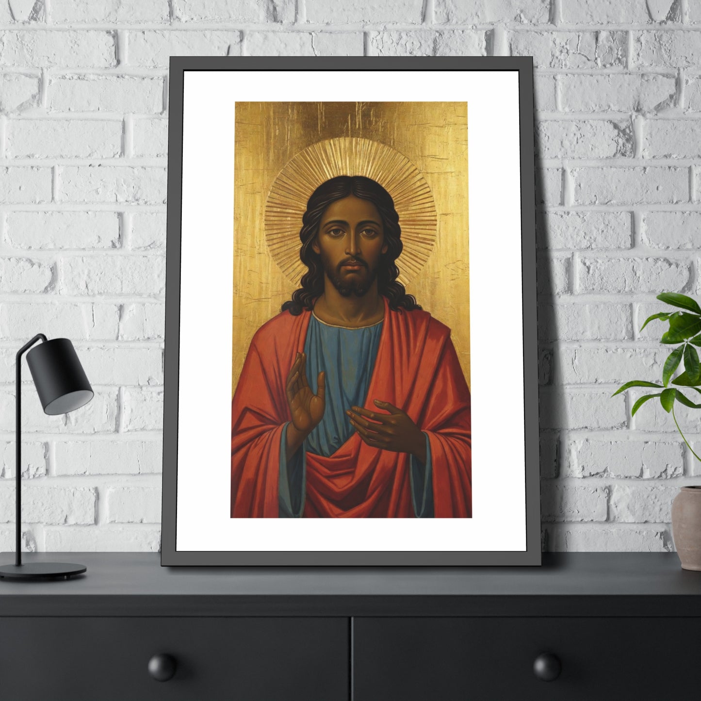 Religious Art Poster — Icon of Christ Framed Paper Print