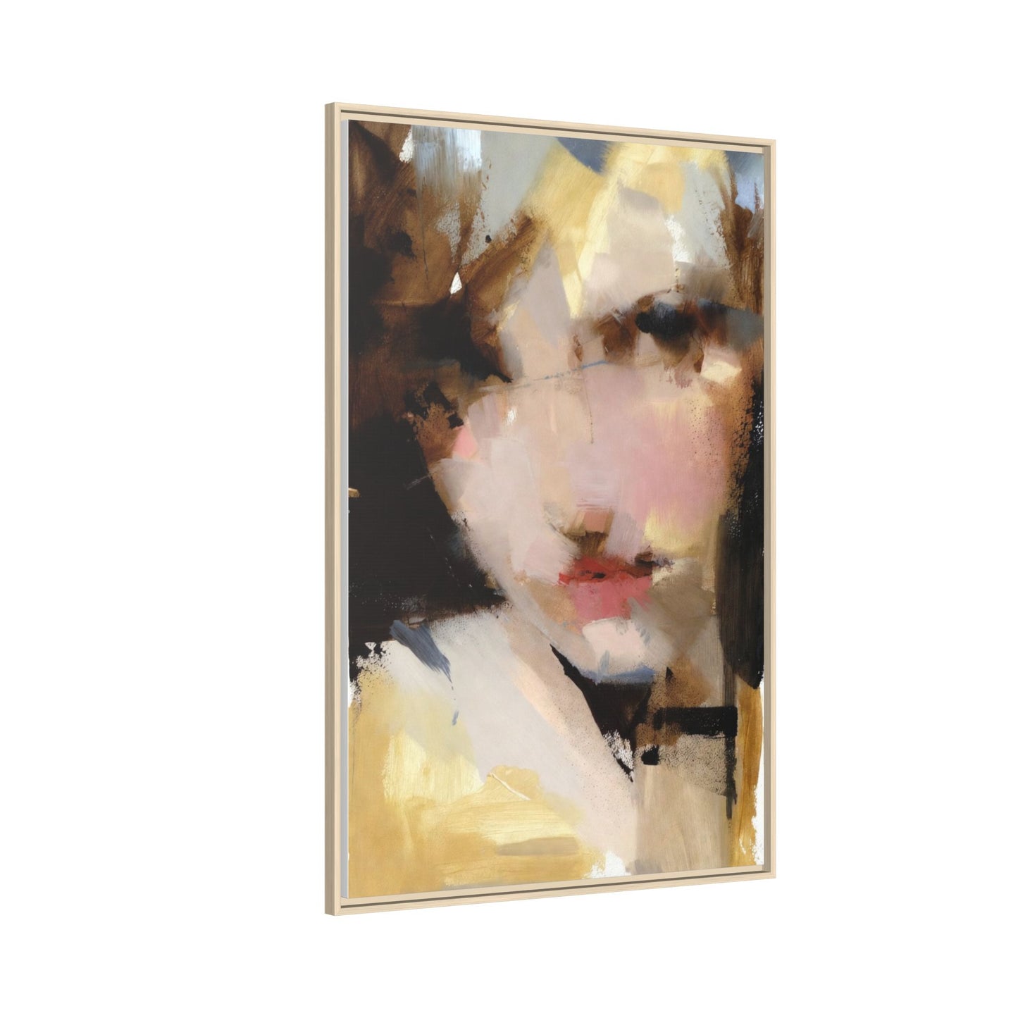 Abstract Portrait Matte Canvas Framed Print — Modern Feminine Wall Art