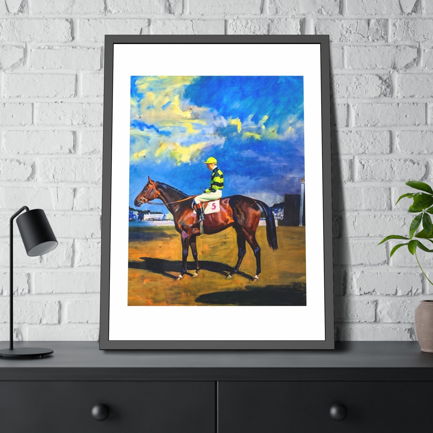 Framed Poster — Vintage Racehorse Jockey Art Print