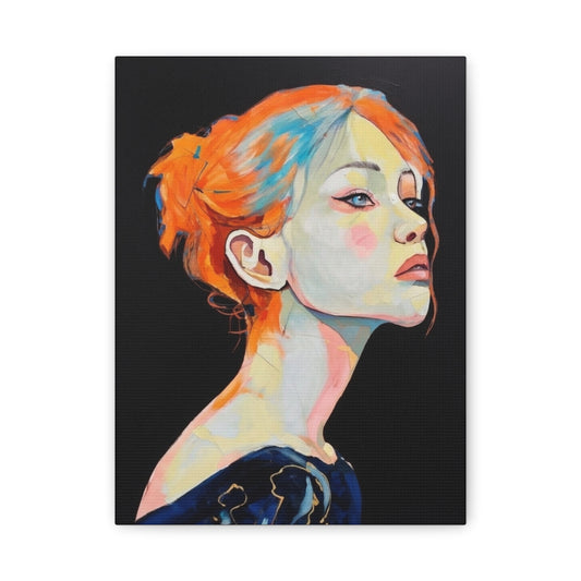 Contemplative Portrait Matte Canvas Wall Art — Colorful Female Profile Painting