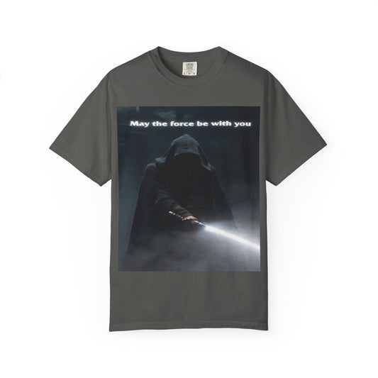 May the Force Be With You T-Shirt — Dark Hooded Lightsaber Graphic Tee