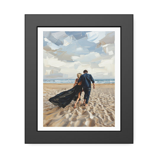 Framed Poster — Romantic Beach Couple Art Print