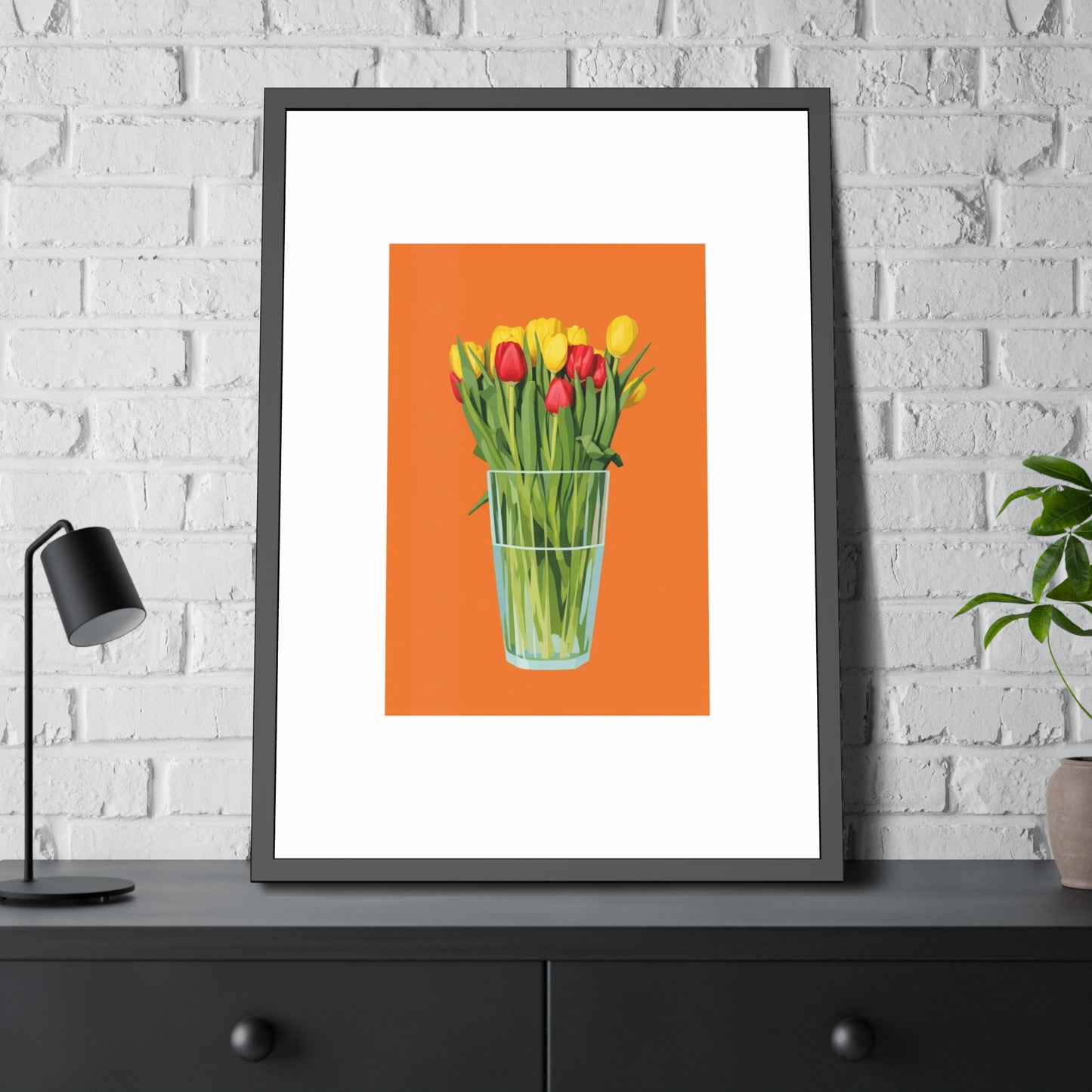 Framed Poster — Colorful Tulip Vase Wall Art (Spring Floral Print)
