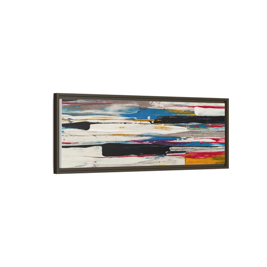 Abstract Multi-Color Framed Canvas Wall Art — Modern Horizontal Brushstroke Print