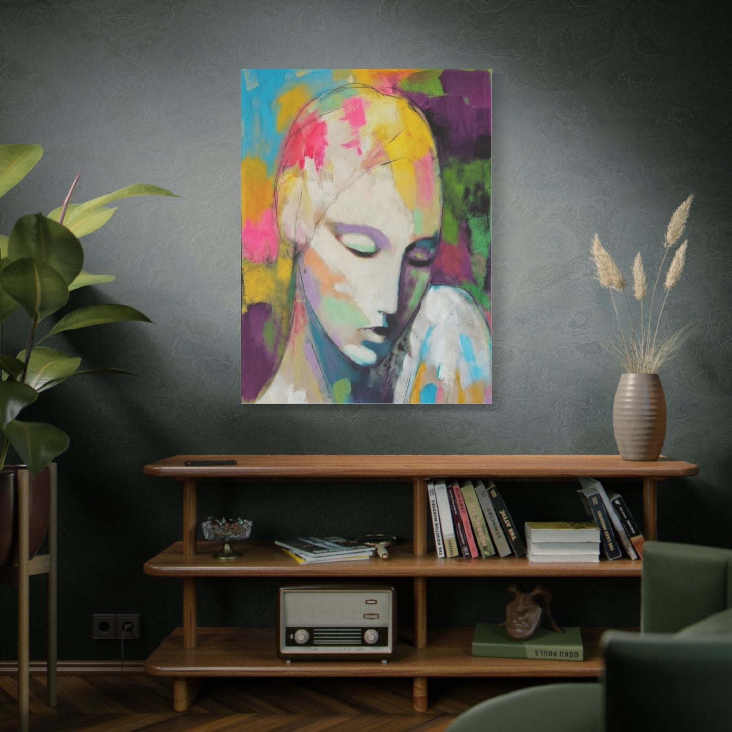 Abstract Angel Portrait Canvas - Colorful Modern Wall Art