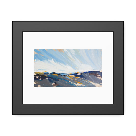 Abstract Coastal Landscape Framed Poster — Blue Seascape Wall Art
