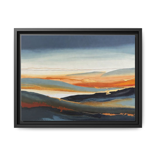 Framed Matte Canvas: Abstract Coastal Sunset Landscape Wall Art