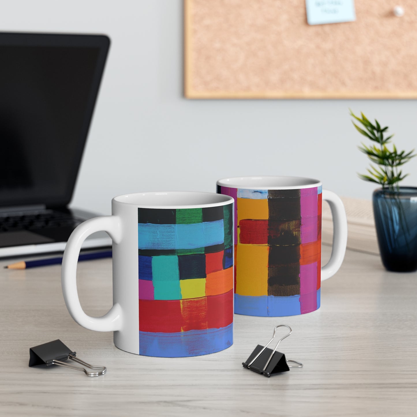 Abstract Color Block Mug — Vibrant Geometric Art Coffee Cup