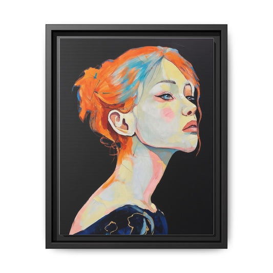 Framed Matte Canvas Portrait — Vibrant Multi‑Color Woman Wall Art