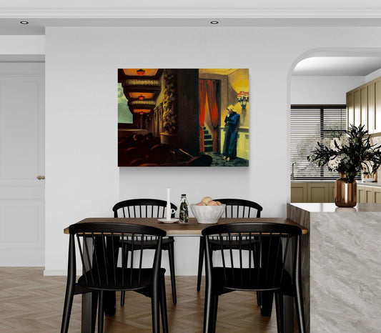 New York movie by Edward hopper Matte Canvas Wall Art Print
