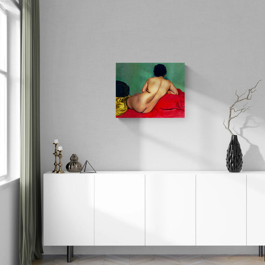 Nu de dos sur un canapé rouge by Félix Vallotton Matte Canvas Wall Art Print