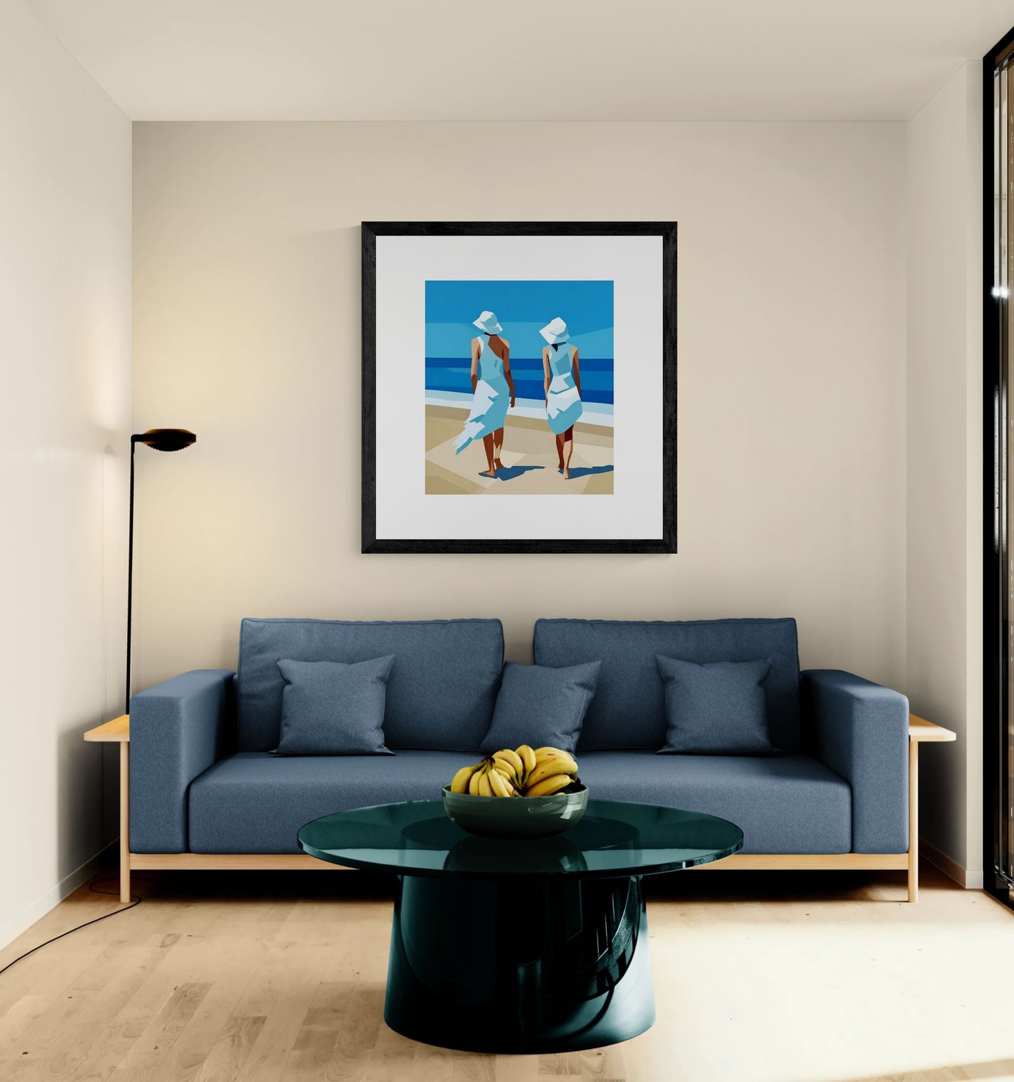 Beach Stroll Art Poster — Minimalist Coastal Print (Rolled Poster)