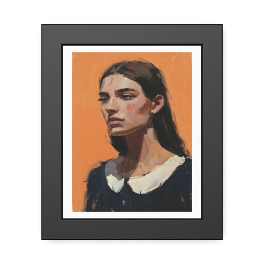 Framed Art Print — Portrait Painting on Orange Background