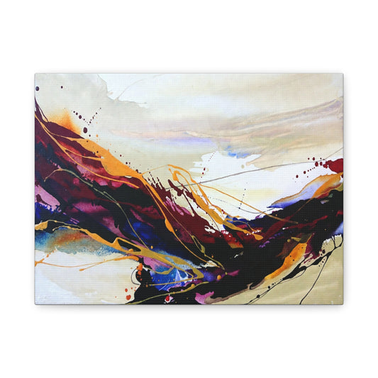 Abstract Color Flow Matte Stretched Canvas – Vibrant Modern Wall Art