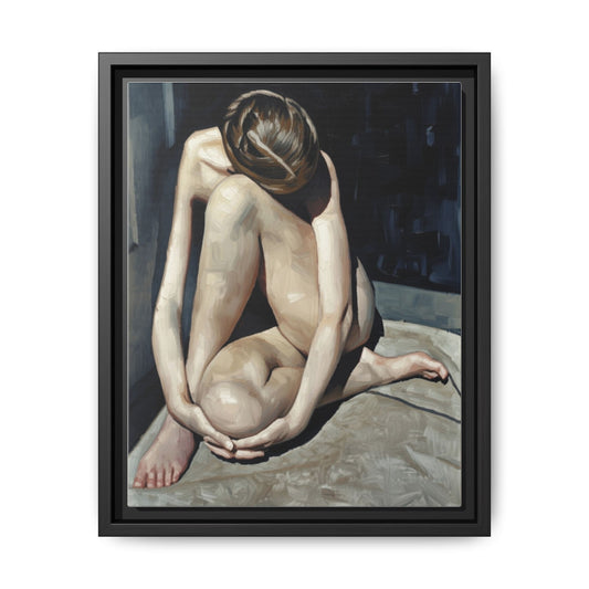 Framed Matte Canvas Print Contemplative Nude Figure Art
