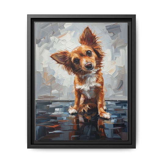 Framed Matte Canvas Print — Playful Brown Dog Portrait