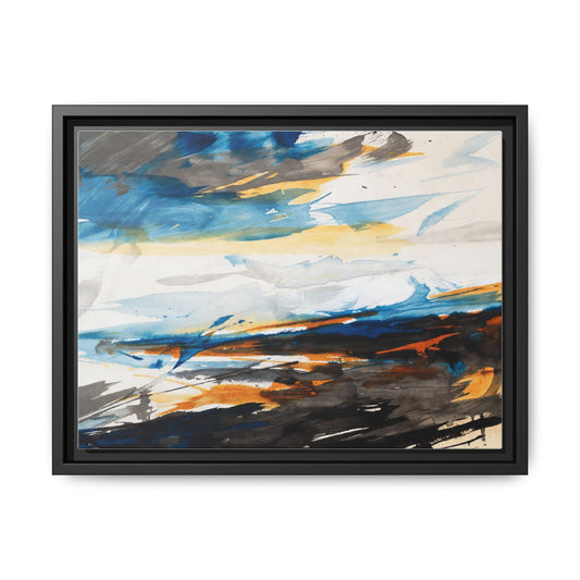 Abstract Coastal Waves Matte Canvas Framed Wall Art