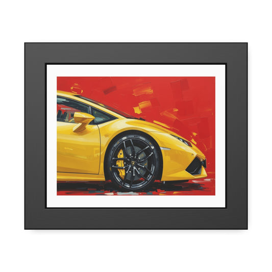 Yellow Sports Car Framed Poster — Modern Automotive Wall Art