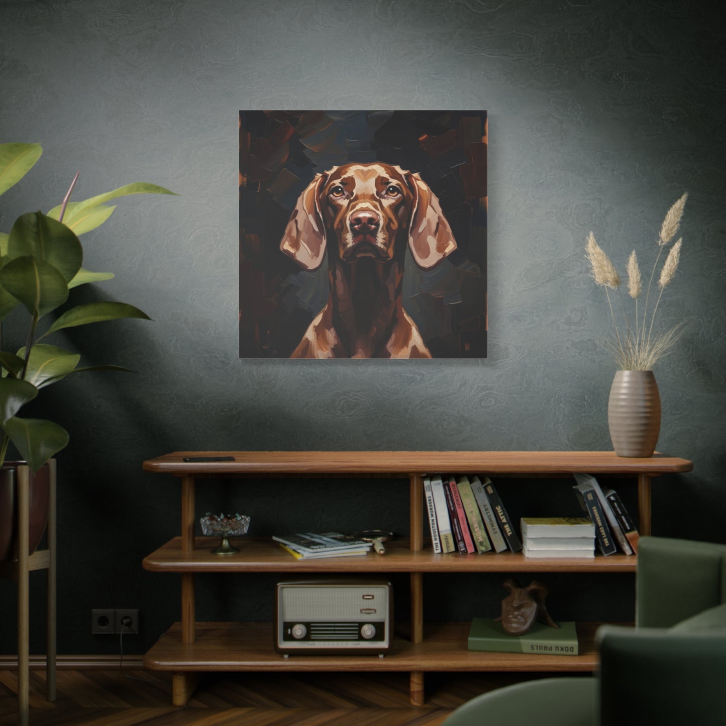 Chocolate Vizsla Canvas Wall Art — Matte Stretched Dog Portrait