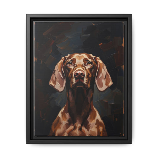 Framed Matte Canvas Dog Portrait – Brown Vizsla Wall Art