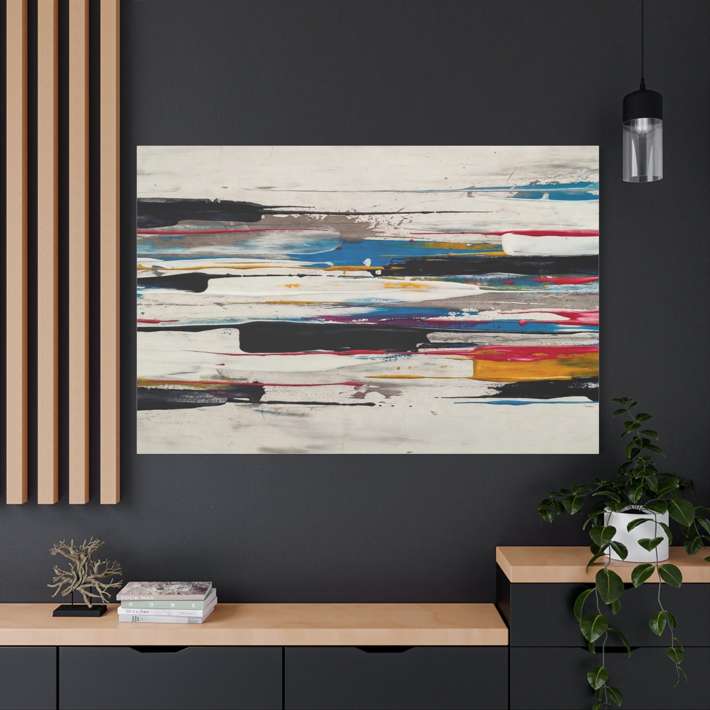 Abstract Color Streaks Matte Canvas Print — Modern Horizontal Wall Art