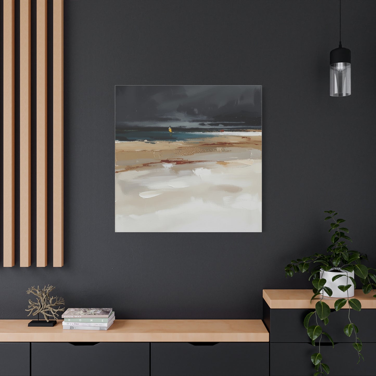 Beachscape Canvas Art — Stormy Seascape Matte Stretched Wall Art