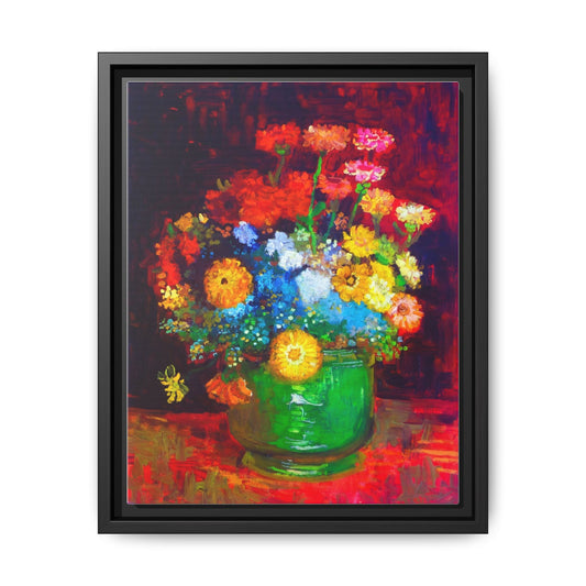 Framed Floral Canvas Print — Colorful Bouquet Wall Art