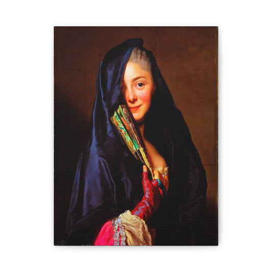 Vintage Portrait Canvas Print — Elegant Lady with Fan Matte Stretched Wall Art