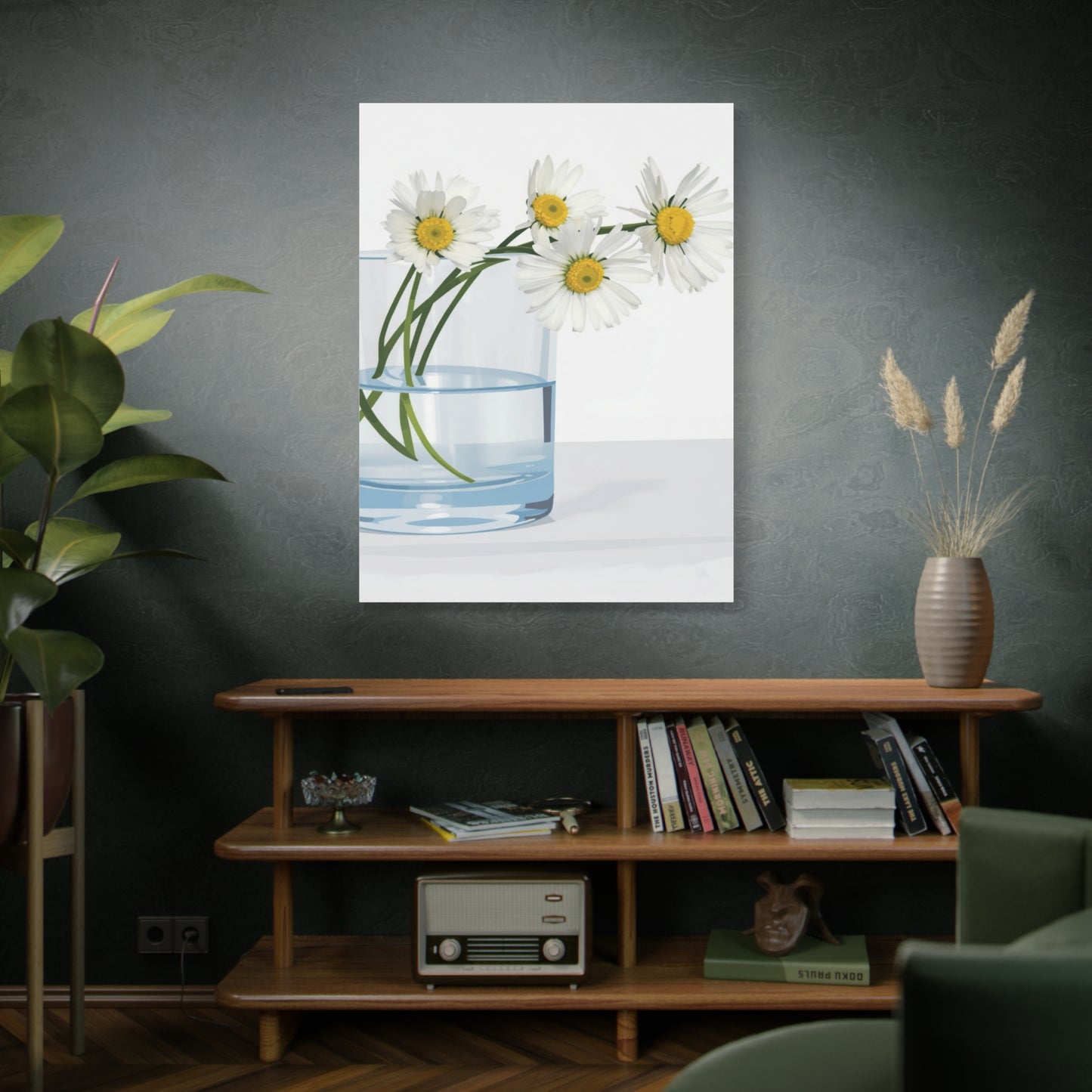 Daisy Glass Vase Canvas Print — Matte Stretched Wall Art