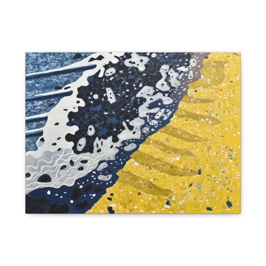 Abstract Blue & Yellow Fluid Art Canvas Print — Matte Stretched Wall Art