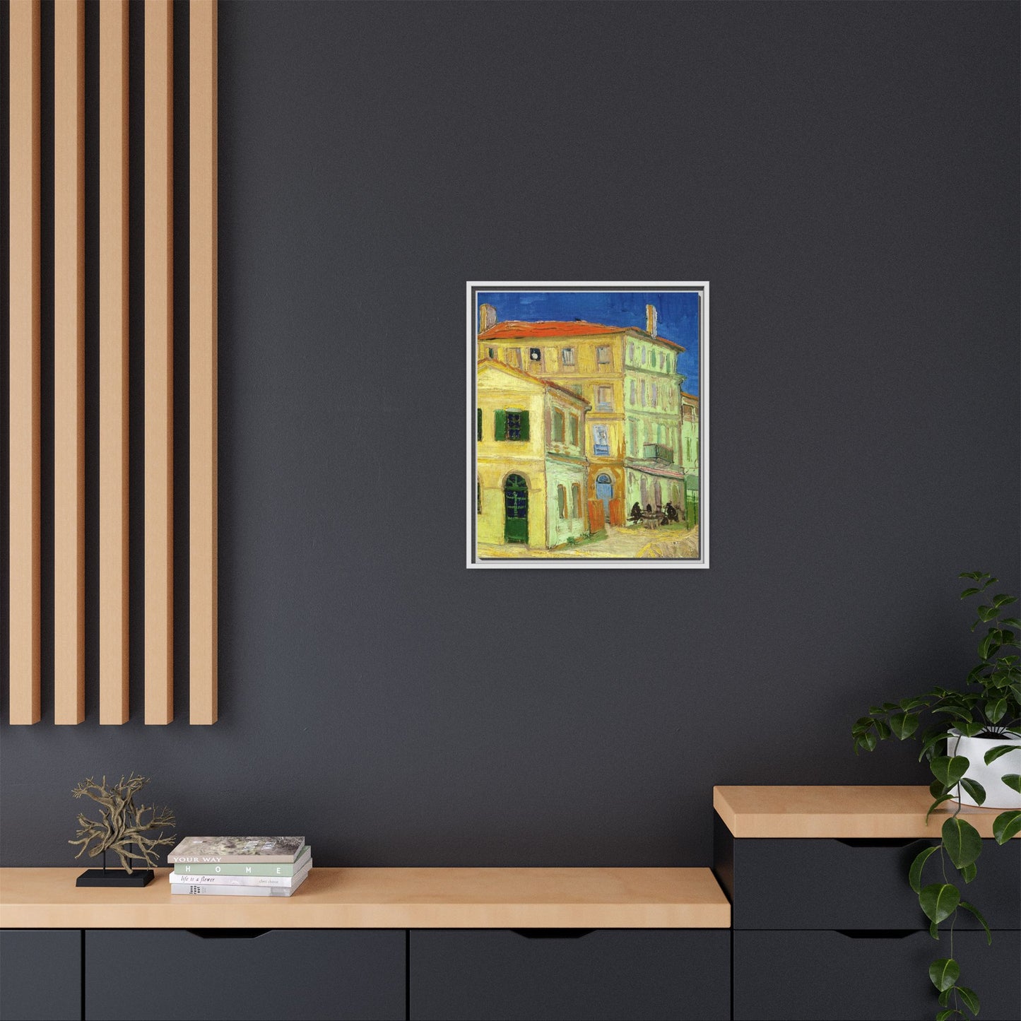 Mediterranean Street Scene Matte Canvas Framed Wall Art