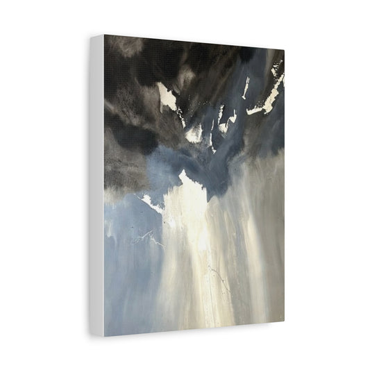 Abstract Storm Canvas Print — Dramatic Blue & Gray Matte Wall Art