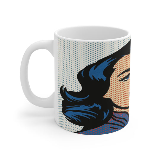 Pop Art Woman Coffee Mug — Retro Comic Book Style