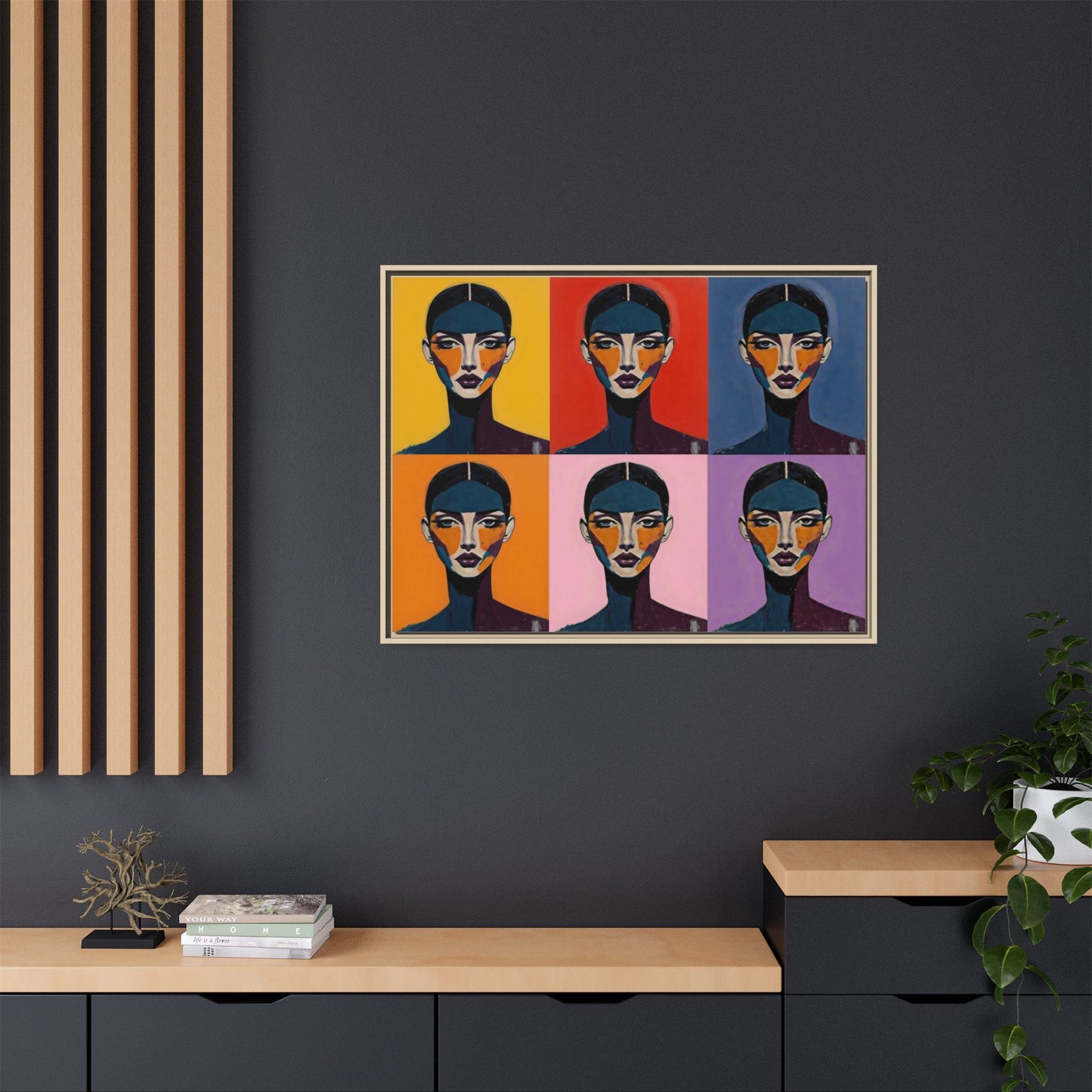 Pop Art Portrait Matte Canvas — Framed Multi-Color Wall Art