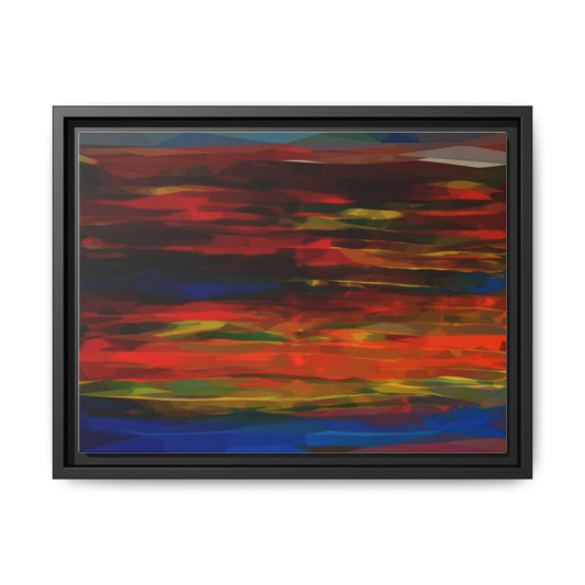 Abstract Multi-Color Matte Canvas Framed Wall Art — Bold Red & Blue Modern Painting