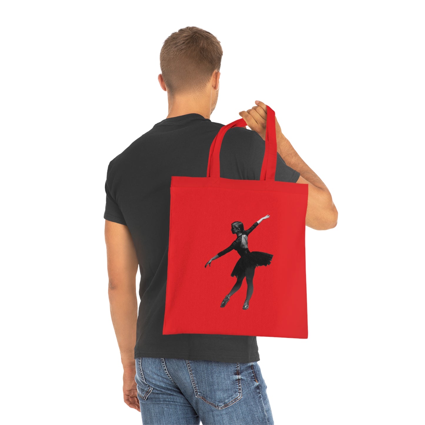 Ballet Silhouette Cotton Tote — Dancer Tote Bag for Ballet Lovers