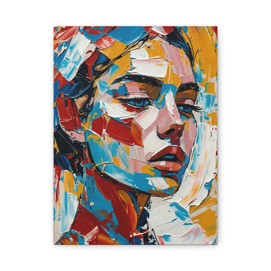 Abstract Colorful Portrait Matte Canvas Print — Modern Stretched Wall Art