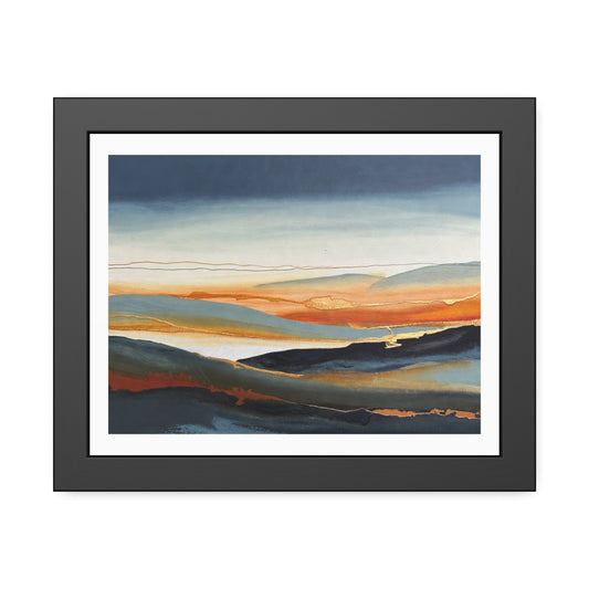 Abstract Golden Landscape Framed Poster — Contemporary Wall Art