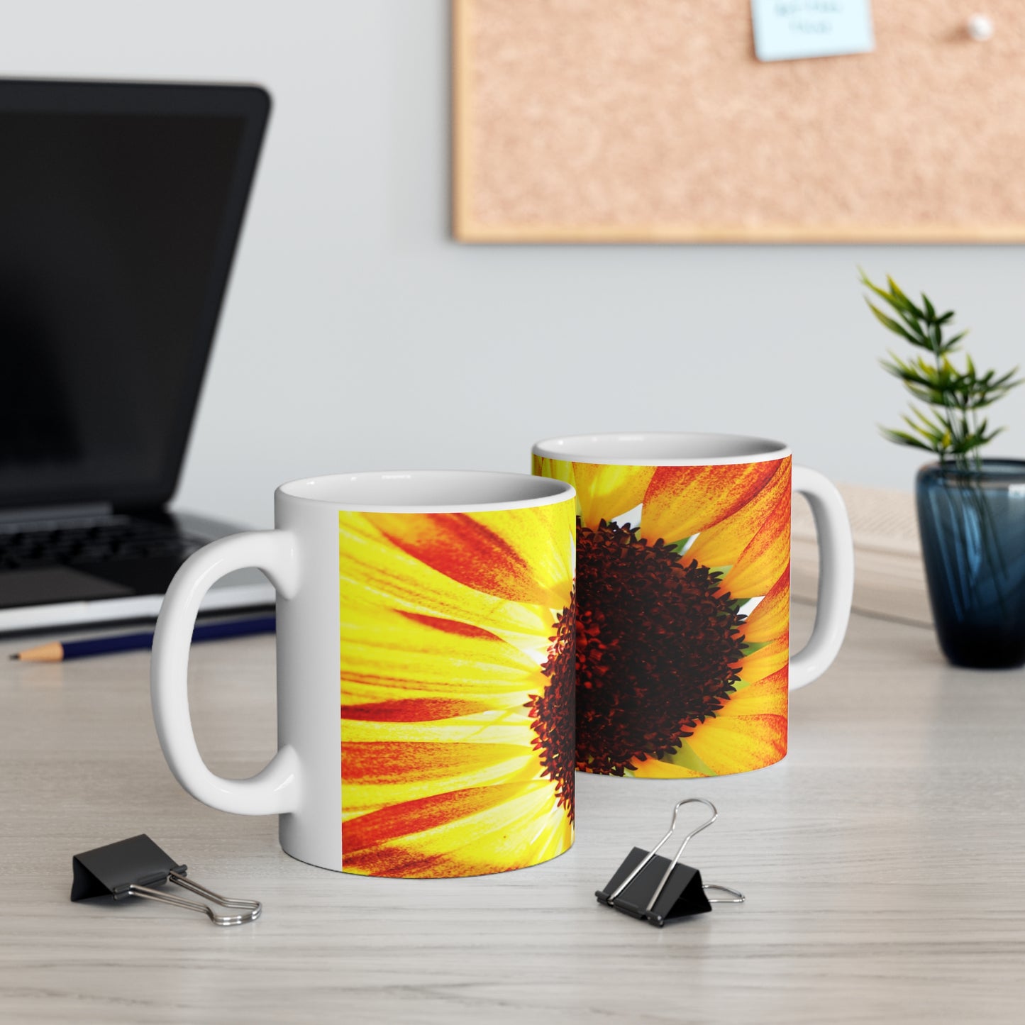 Sunflower Photo Mug — Bright Yellow Floral Coffee Cup