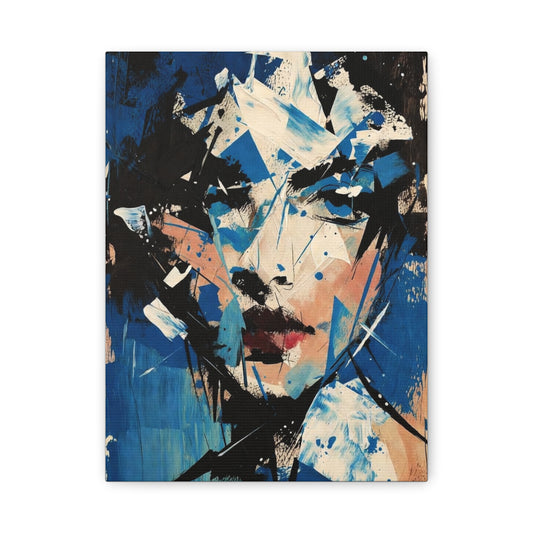 Abstract Blue Portrait Canvas Print — Modern Stretched Wall Art