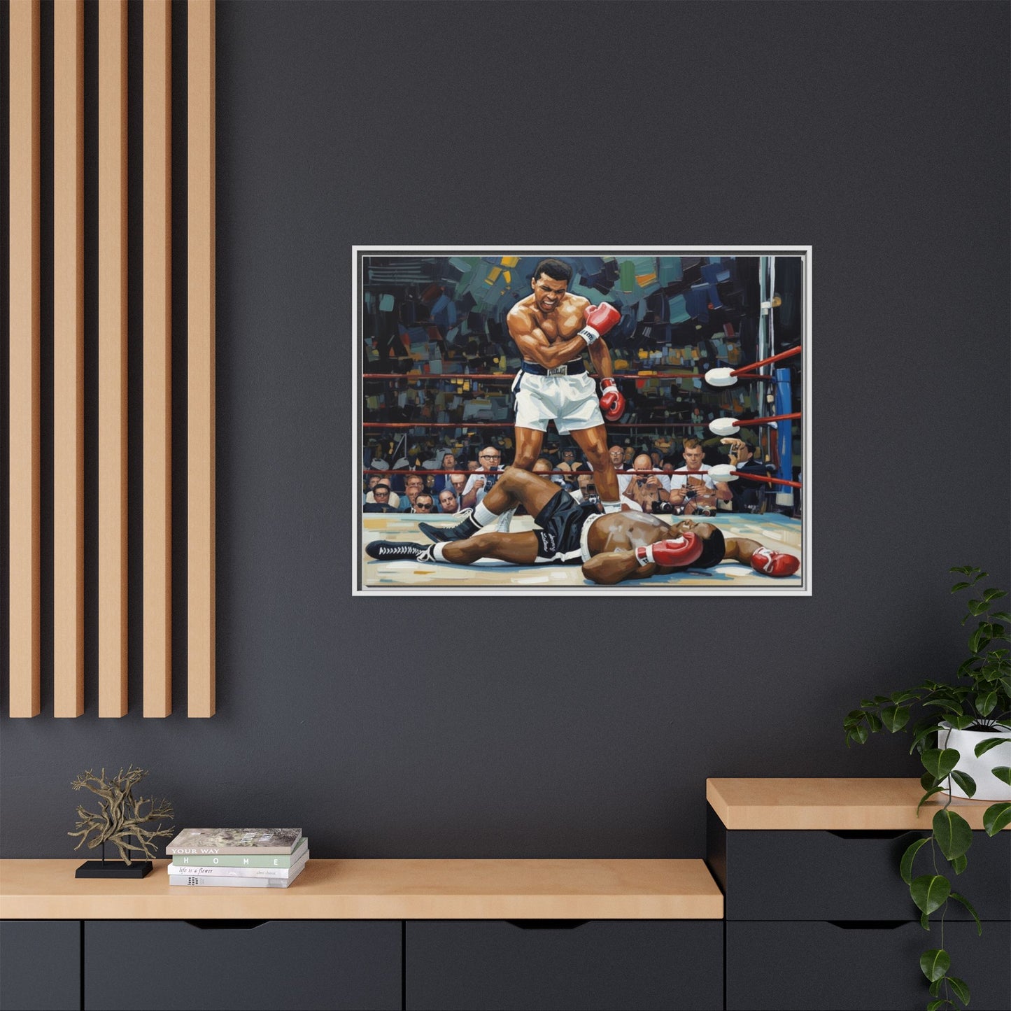 Framed Boxing Ring Canvas Print — Muhammad Ali Iconic Knockout Sport Art