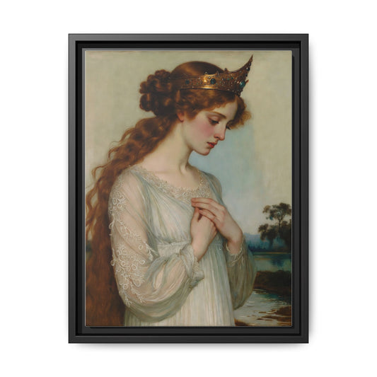 Framed Matte Canvas Print — Vintage Pre-Raphaelite Princess Portrait