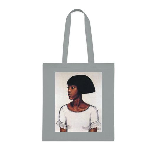 Portrait Cotton Tote Bag — Artistic Black Woman Illustration